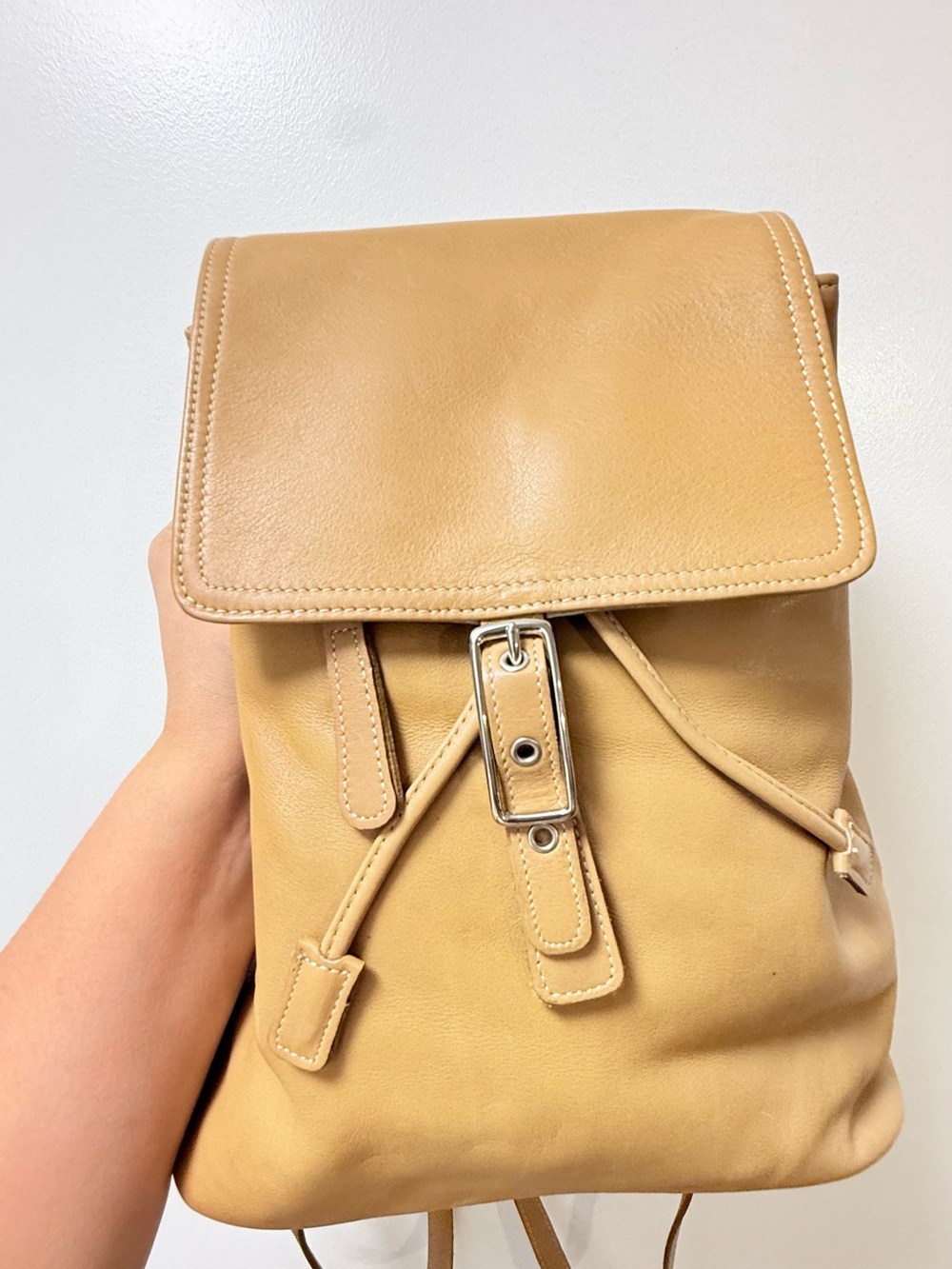 Vintage Coach Soft Leather Drawstring Backpack in Tan
